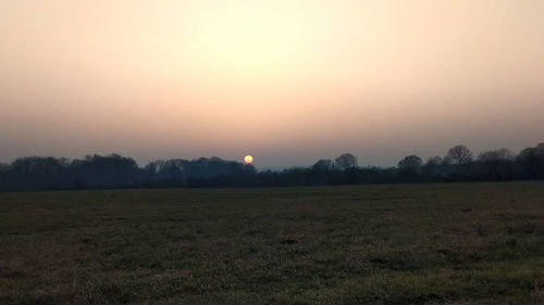 Scenic view of field against sky during sunset