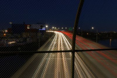 Railroad track at night