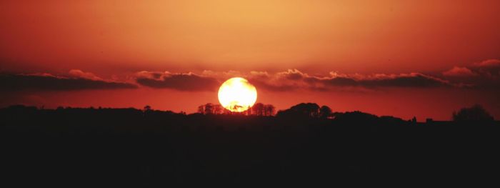 Silhouette landscape against sky during sunset