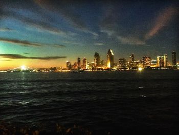 View of illuminated cityscape at night