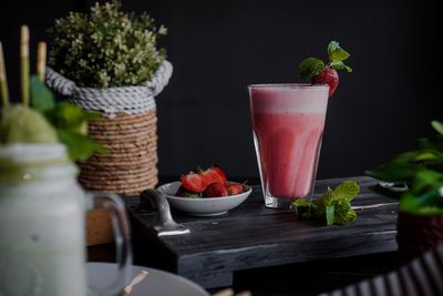 Close-up of fruits served on table