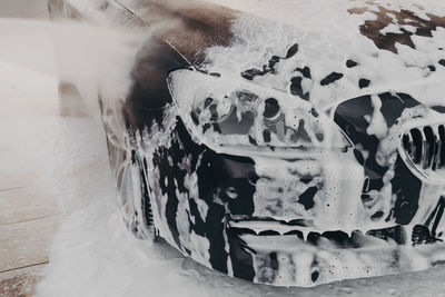 High angle view of ice on table