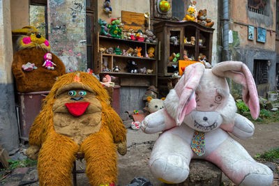 View of toys in traditional building