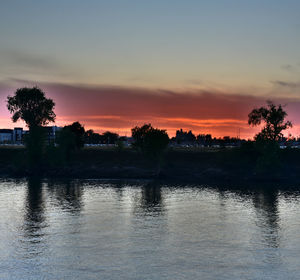 Scenic view of sea at sunset