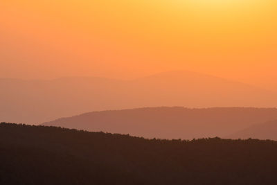 Scenic view of silhouette landscape against sky during sunset