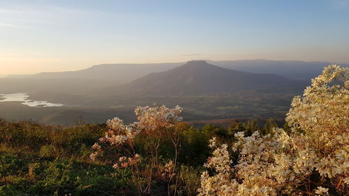 Scenic view of mountains against sky