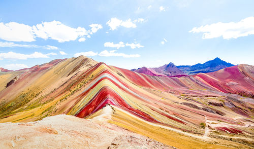 Panoramic view of mountain range against sky