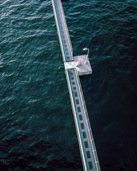 High angle view of sailboat sailing on sea