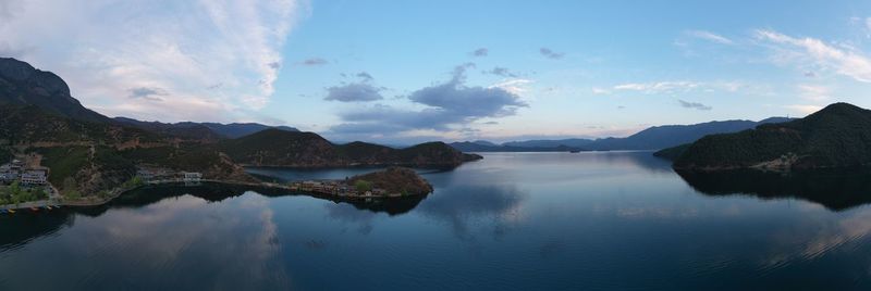 Panoramic view of lake against sky