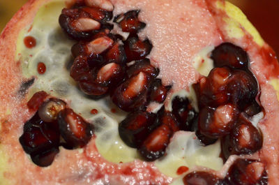 Close-up of raspberries in plate