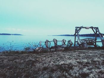 Scenic view of sea against clear sky