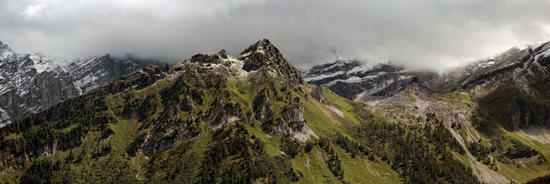 Panoramic view of rocky mountains against sky