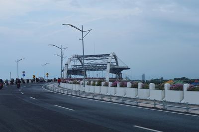 View of city street against sky