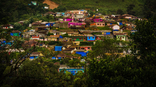 High angle view of town
