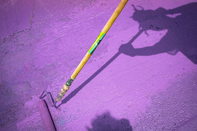 High angle view of shadow on street