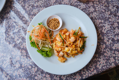 High angle view of meal served in plate