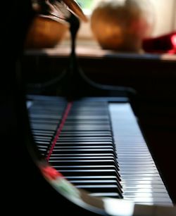 Close-up of piano at home