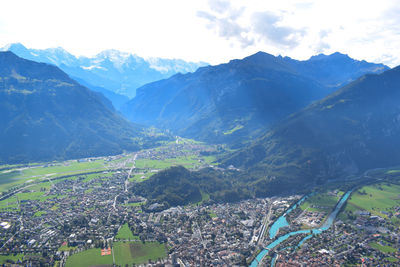 High angle view of townscape against sky