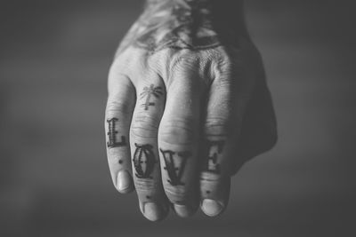Close-up of tattooed hand