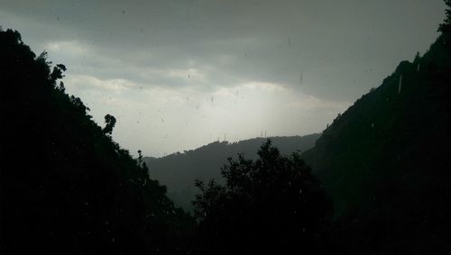 Scenic view of mountains against cloudy sky