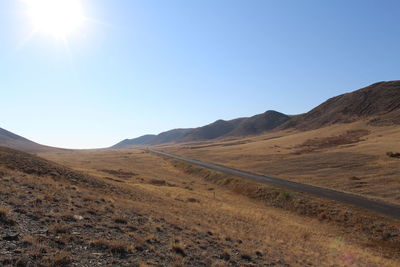 Scenic view of mountains against clear sky