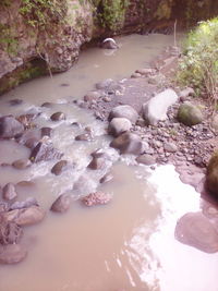 Scenic view of river flowing through rocks