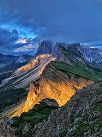 Scenic view of mountain range against sky