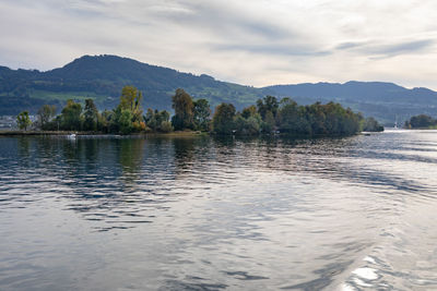 Scenic view of lake against sky