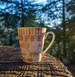 Close-up of coffee cup on table