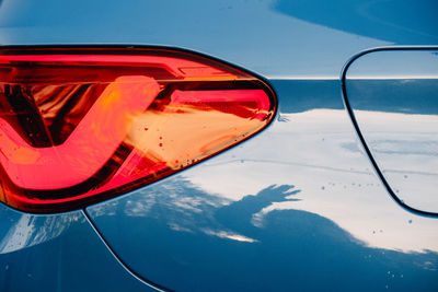 Close-up of tail light on car