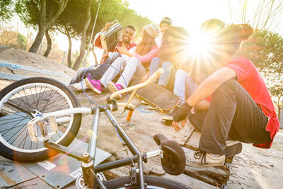 People riding bicycle