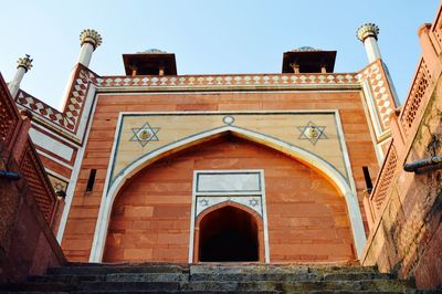 Low angle view of temple against clear sky