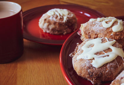 Close-up of breakfast on table