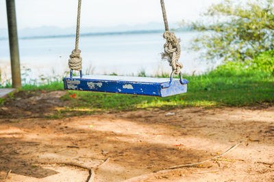 Empty swing in park