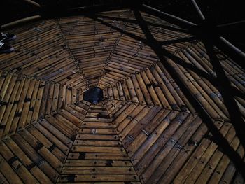 Low angle view of roof ceiling in building