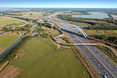 Aerial from junction muiderberg with the a1 in the netherlands