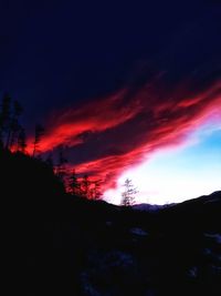 Scenic view of silhouette landscape against sky at sunset