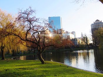 City skyline with river in background