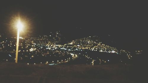 View of illuminated cityscape at night