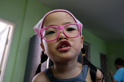 Portrait of girl wearing eyeglasses