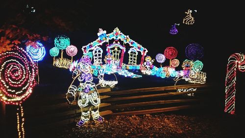 Illuminated christmas lights at night