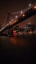 Suspension bridge at night