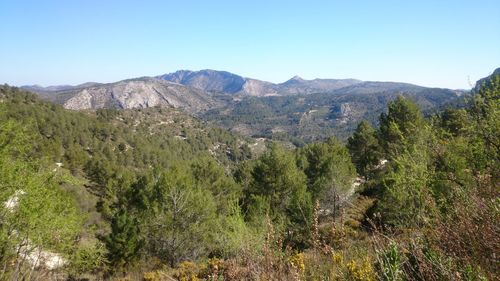 Scenic view of mountains against clear sky