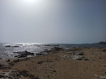 Scenic view of sea against clear sky