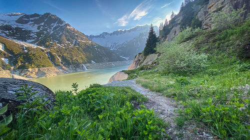 Scenic view of mountains against sky