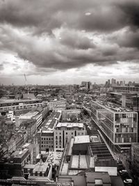 High angle view of cityscape against sky