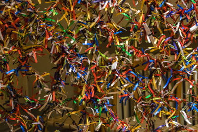 Full frame shot of colorful prayer ribbons