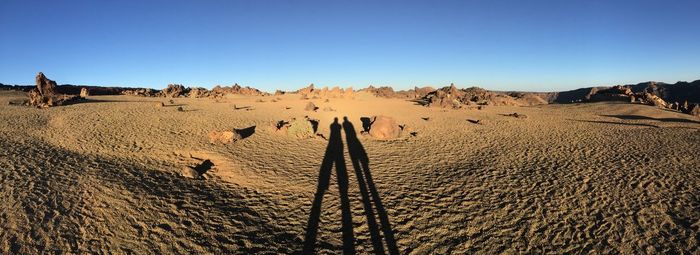 Panoramic view of shadow on sand at teide national park