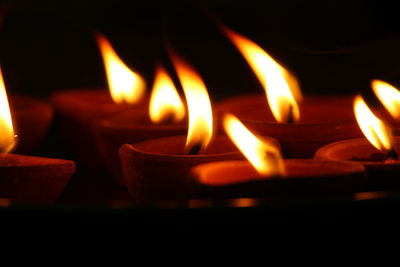Close-up of illuminated candles