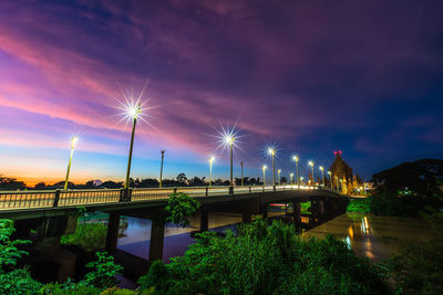 Bridge over river against sky during sunset